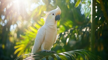 Alively scene featuring a cockatoo in the tropical full color