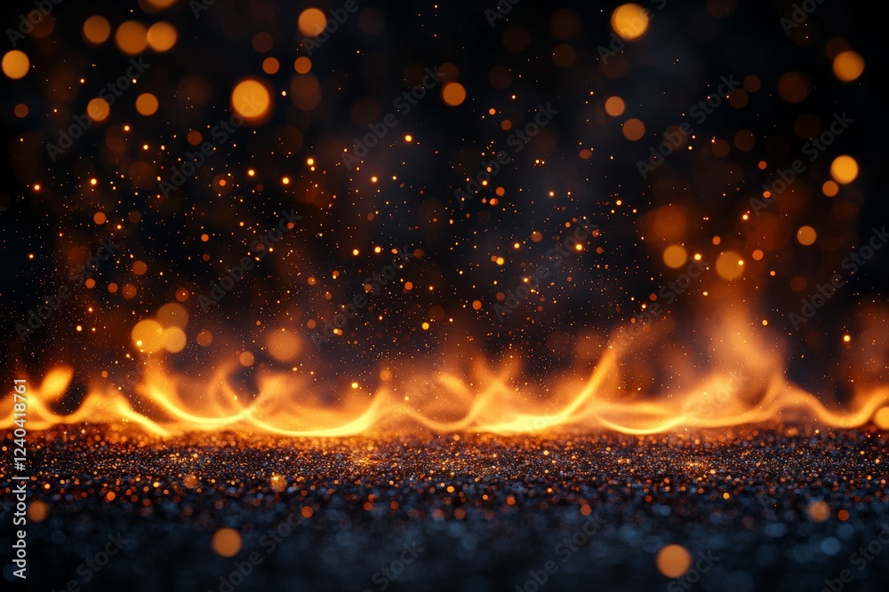 Aufkleber dazzling display of orange flames and sparks illuminating a dark background