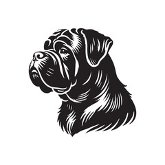 Bullmastiff Dog Silhouette - Bullmastiff Dog Minimal Design  - Bullmastiff Dog Vector - Illustration of Bullmastiff Dog.