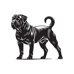 Bullmastiff Dog Silhouette - Bullmastiff Dog Minimal Design  - Bullmastiff Dog Vector - Illustration of Bullmastiff Dog.