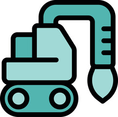 Powerful excavator digging with mechanical shovel, working efficiently on tracks in construction site, showcasing industrial power