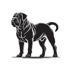 Bullmastiff Dog Silhouette - Bullmastiff Dog Minimal Design  - Bullmastiff Dog Vector - Illustration of Bullmastiff Dog.
