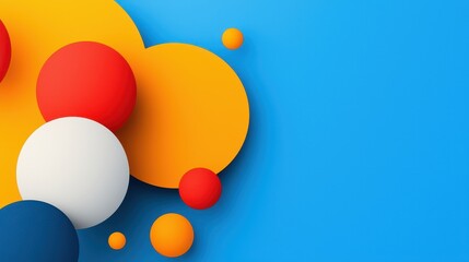 A vibrant composition of colorful circles and shapes against a bright blue background, creating a playful and modern design aesthetic.