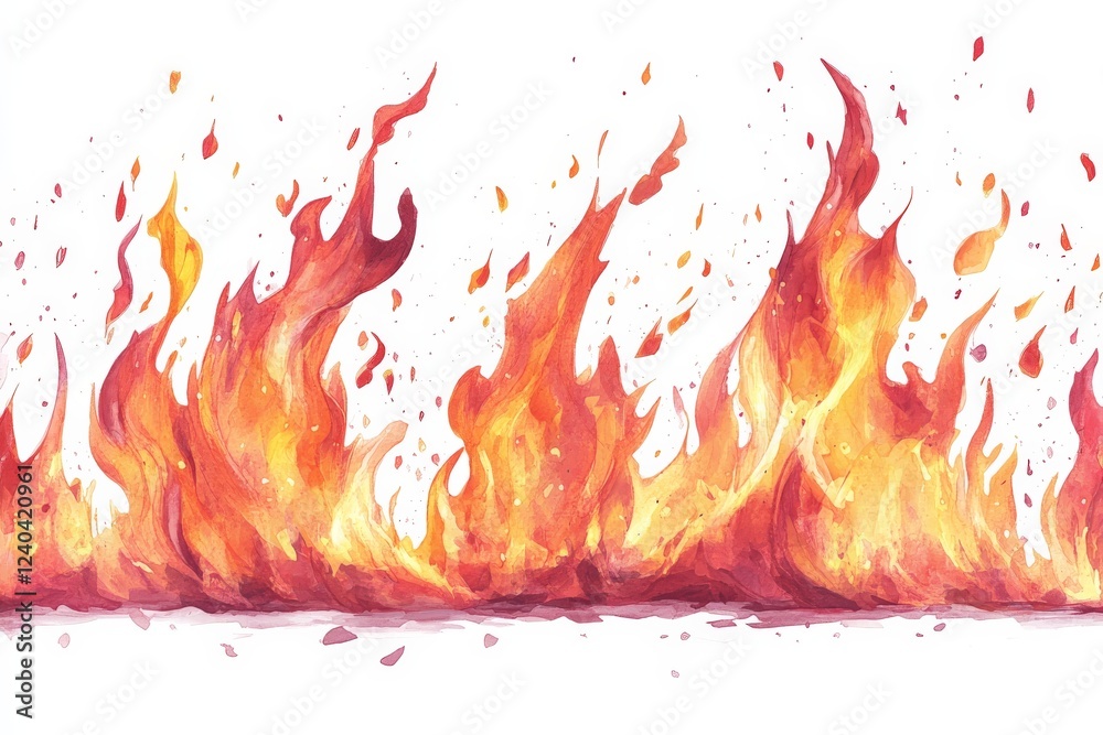 Poster flames dance in vibrant colors creating a vivid visual representation of fire's energy and intensity