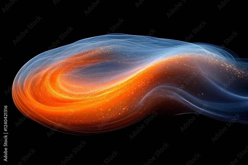 Poster vibrant swirl of orange and blue light creates a mesmerizing abstract design in a dark background