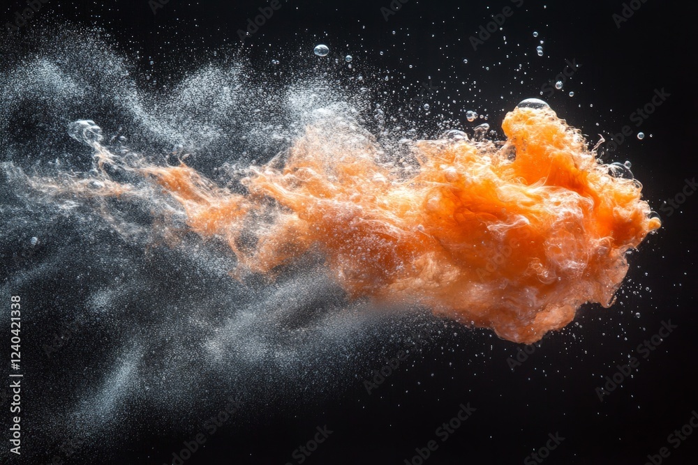 Fototapete vibrant orange and white splash create a dynamic abstract effect in a dark space