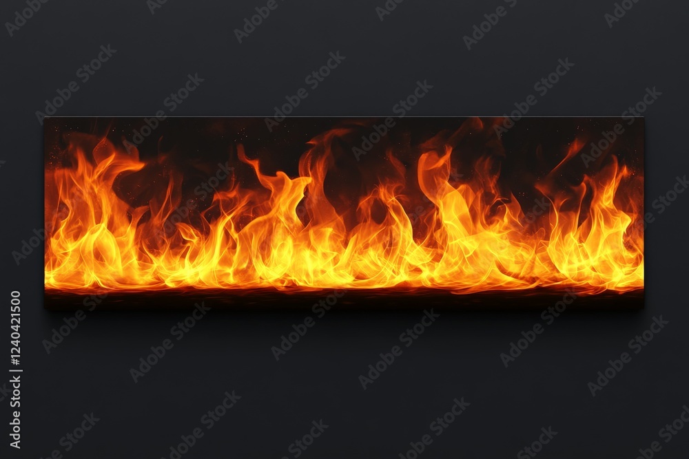 Poster bright flames create a dynamic pattern against a dark background showcasing the beauty of fire