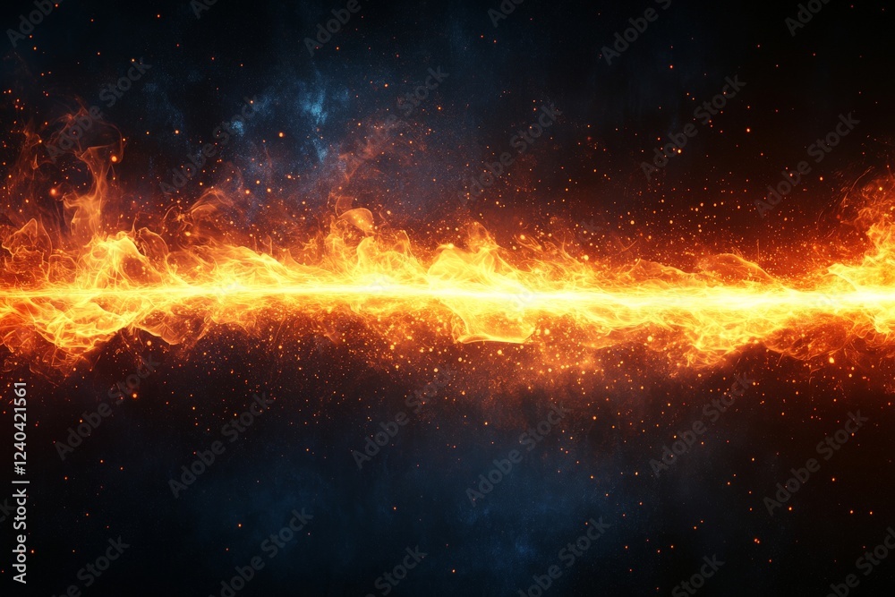 Aufkleber dynamic visual of vibrant fire streak across a cosmic background, showcasing the interplay of light 