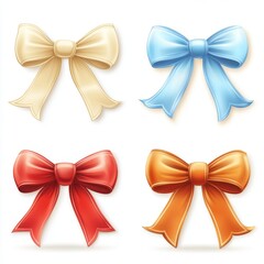 Colorful Decorative Bows for Gifts and Crafts in Various Styles