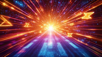 Naklejka premium An abstract representation of guidance, with arrows and paths leading towards a bright destination.