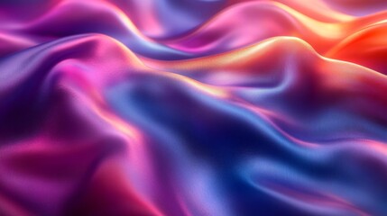 Obraz premium Close-Up of Vibrant Satin Fabric Waves. Generative AI