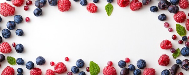 Summer Berry Frame: A Delightful Arrangement of Raspberries and Blueberries