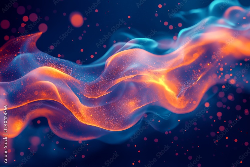 Aufkleber colorful abstract wave of swirling smoke and glowing particles in a dark background