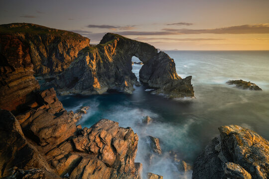 Rock Arch known as Stac A Phris located on the Isle of Lewis in the Outer Hebrides.