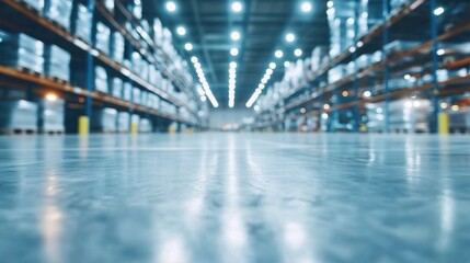 Blurred factory and warehouse room background Abstract for Industry Technology