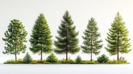 Obraz premium Various Pine Trees Collection. Generative AI