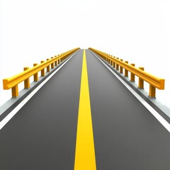 Straight Road with Yellow Line and Barriers Leading to Horizon
