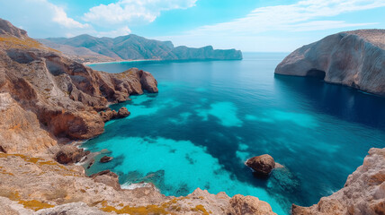 Stunning Coastal Landscape with Rocky Cliffs and Turquoise Waters
