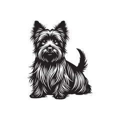 Cairn Terrier Dog Silhouette - Minimalist Cairn Terrier Dog Vector - Illustration of Cairn Terrier.