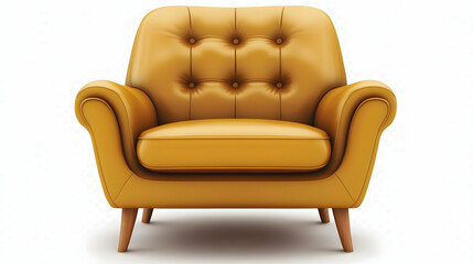 Mustard yellow armchair, studio shot, white background, interior design