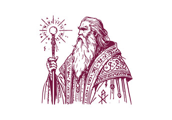 Wizard hand drawn sketch vector