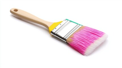 Fototapeta premium Vibrant Paintbrush with Pink Bristles on White Background for Creative Projects