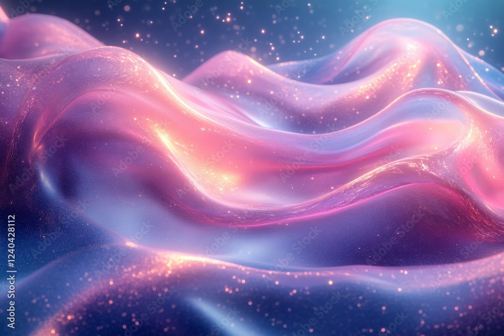 Poster shimmering waves of color ripple under soft light in an abstract design
