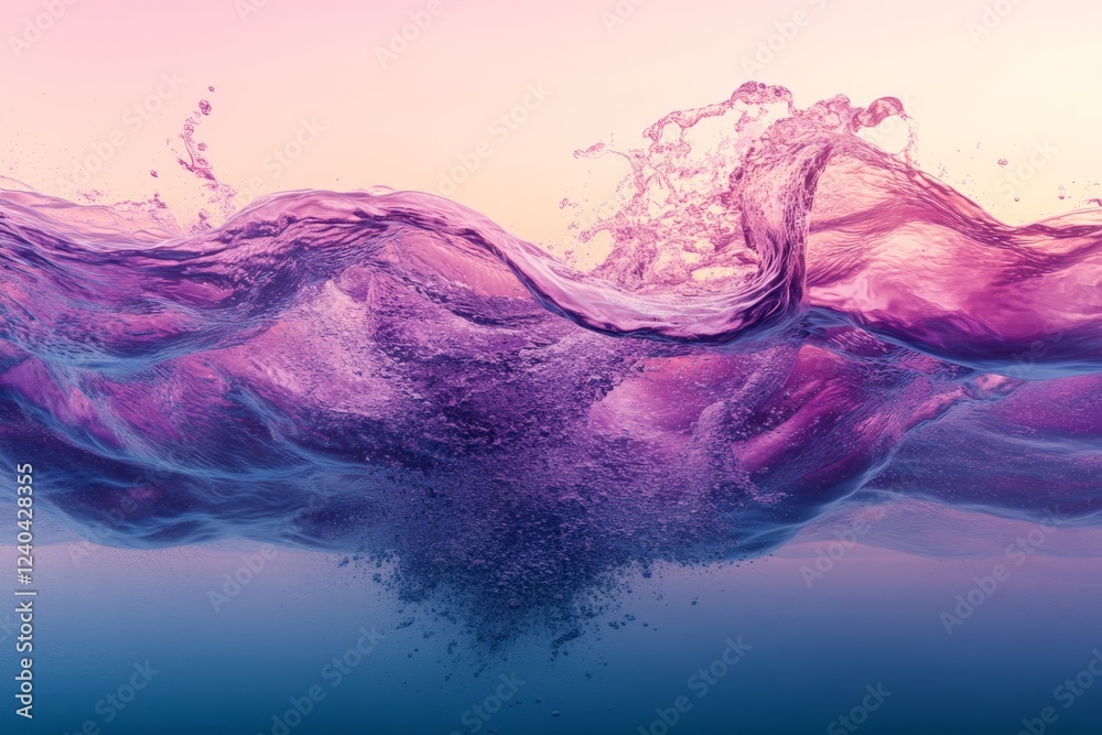Aufkleber Waves crashing under a colorful sky create a vibrant display at sunset in a tranquil ocean setting