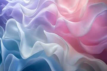 Obraz premium Soft fabric waves blend pink, blue, and white shades, creating a serene visual composition for artistic decor