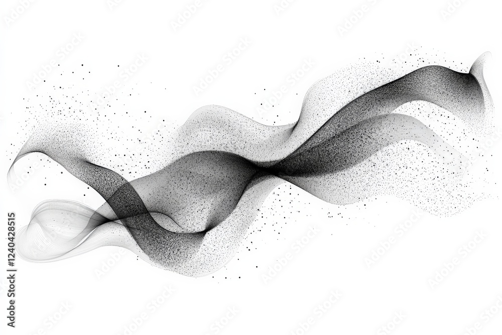 Leinwandbilder abstract black and white wavy design with smooth curves and dotted patterns on a white background
