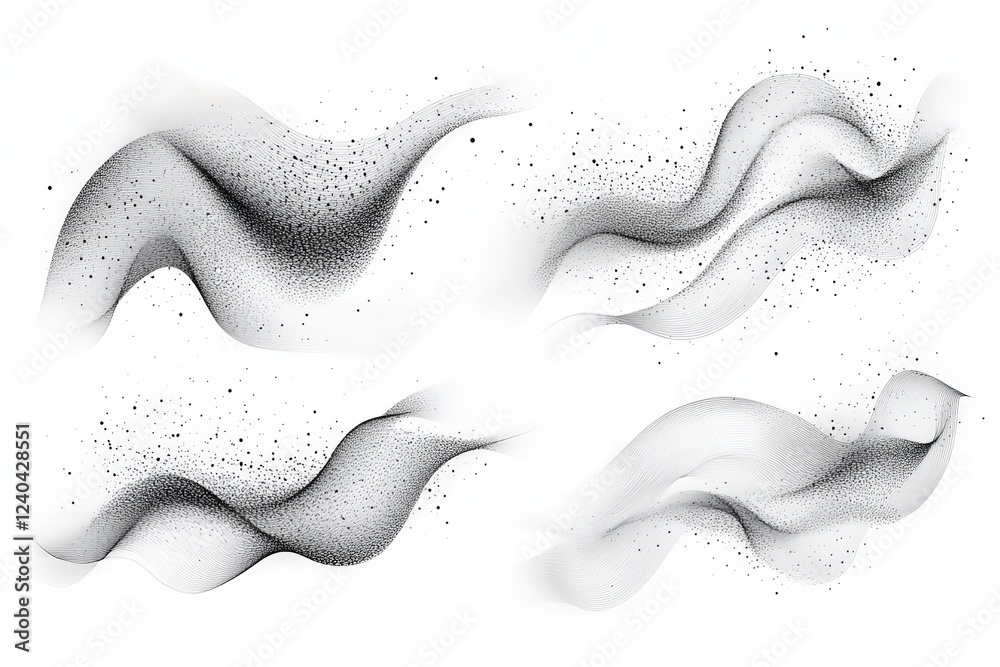 Poster Abstract black and white wave patterns create a sense of movement and fluidity in modern art design