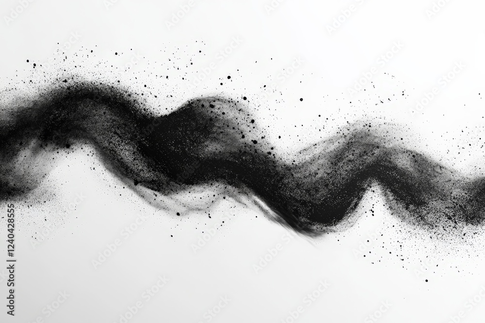 Leinwandbilder abstract black powder swirling on a white background creating a dynamic artistic expression of movem