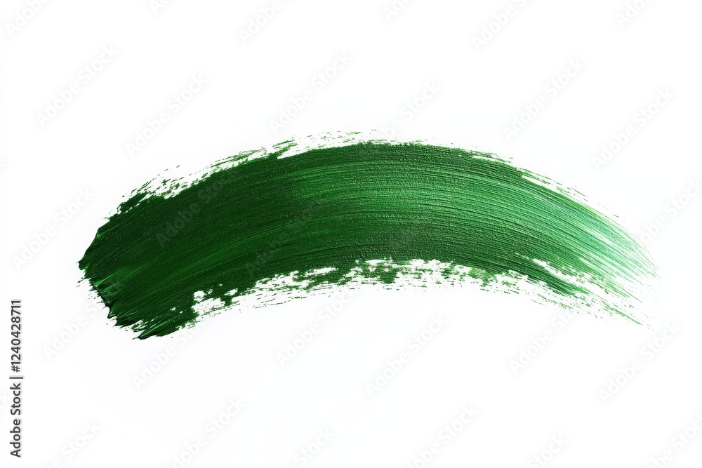 Aufkleber Bold green paint stroke on white canvas showcases artistic expression and creativity in color application