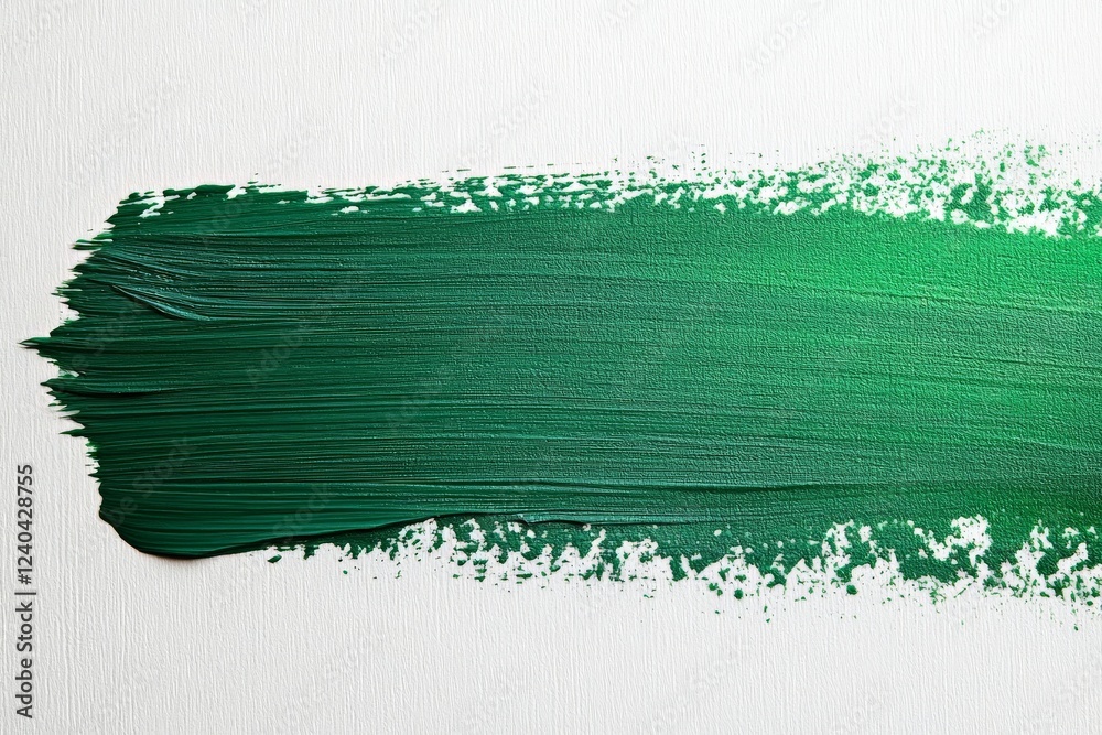 Poster vibrant green paint stroke on textured canvas surface showing artistic expression and creativity