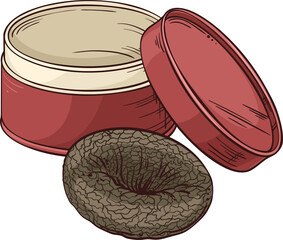 Obraz premium Сhinese Tea in Round Paper Box Vector Isolated Colored Detailed Illustration