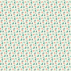 Seamless floral pattern with leaves and flowers. Vector illustration.