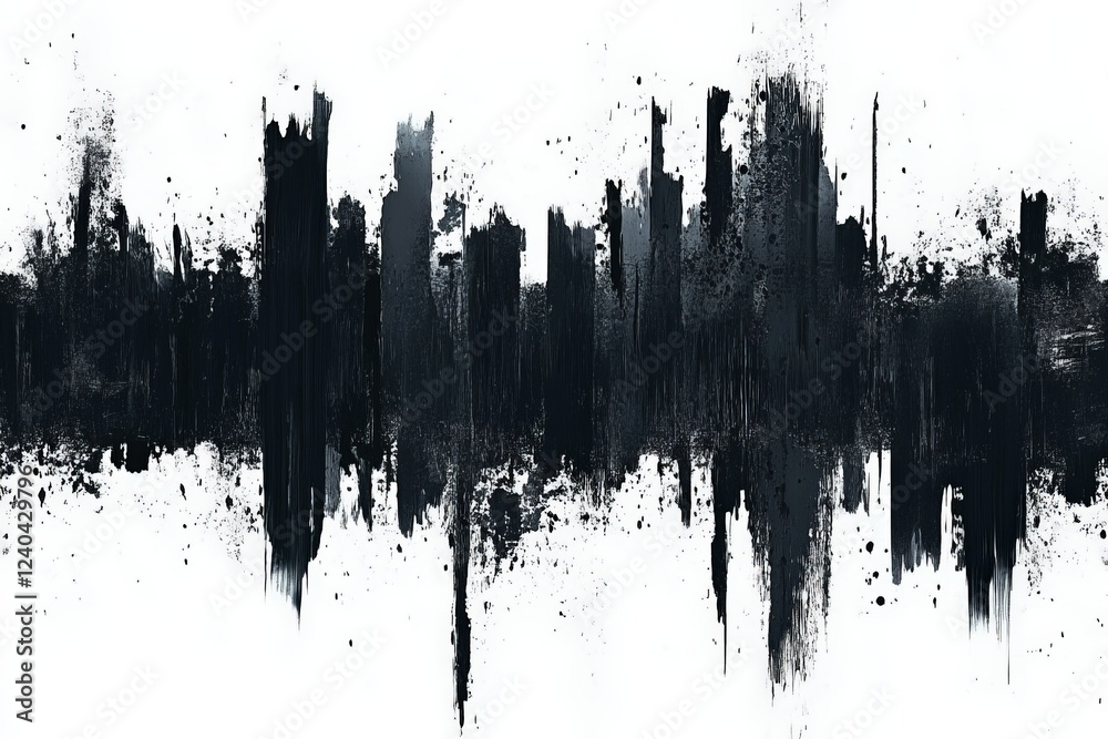 Leinwandbilder Abstract black and white artwork depicting sound waves with varied textures and shapes for dynamic visual expression