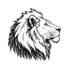 Obraz premium Print Wild roaring lion king head icon vector. 