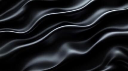 Fototapeta premium Black silk waves, dark background, elegant texture
