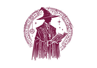 Wizard hand drawn sketch vector