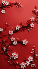 Decorative Flowers on a Red Background
