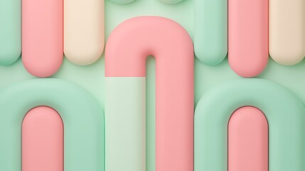 Fototapeta premium Abstract pastel design with smooth curved shapes and minimalistic style in pink and mint green tones