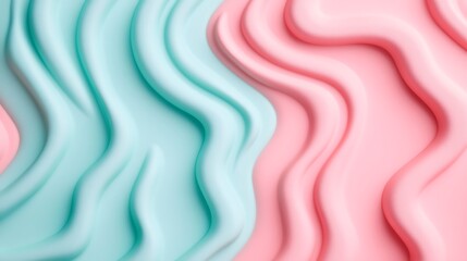 Obraz premium Abstract Soft Waves in Turquoise and Pink Colors, Flowing Patterns for Creative Backgrounds or Modern Designs