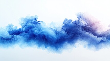 Blue ink swirling, white background, abstract art, design element
