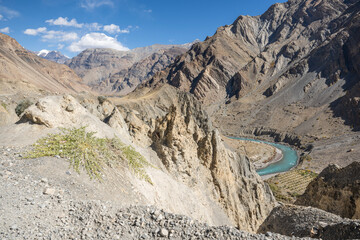 Mountains and landscape of Himalayas in Spiti Valley