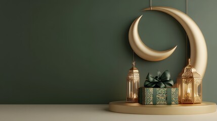 Eid al fitr and eid al adha 3d illustration with copy space idul fitri and idul adha