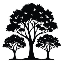 Obraz premium Tree silhouette illustration on white background