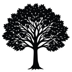 Naklejka premium Tree silhouette illustration on white background
