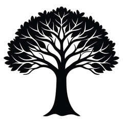 Obraz premium Tree silhouette illustration on white background
