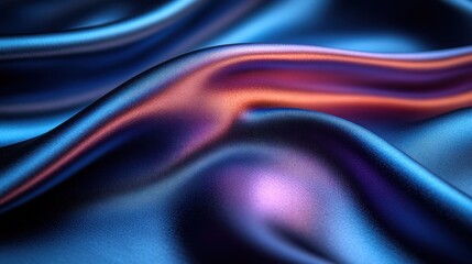Fototapeta premium Blue silk fabric, draped, studio, dark background, fashion
